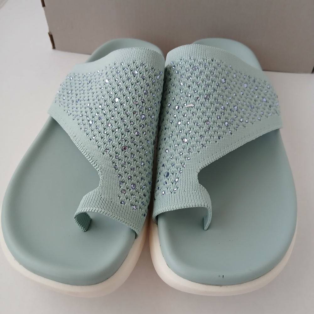 Kenneth Cole Mint Green Slide Sandals With Rhinestone NEW $40 - Picture 2 of 9